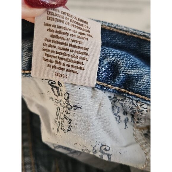 Decree Cut Off Studded Details 5 Pocket Blue Jean Shorts size 3 (32x4.5 ) - Picture 7 of 8